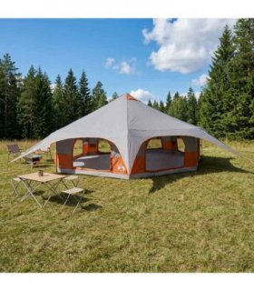 vidaXL Family Tent Grey and Orange 18-Person