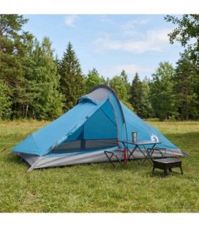 vidaXL Backpacking Tent Blue 4-Person 185T Polyester with PU Coating