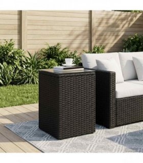 vidaXL Side Table Black 35 x 35 x 70 cm Poly Rattan