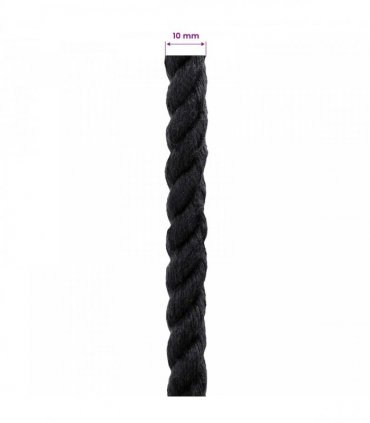 vidaXL Rope Black 1 x 1 x 10000 cm Cotton