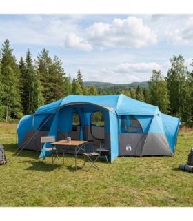 vidaXL Family Tent with Rainfly Water-resistant tunnel Blue 10-Person