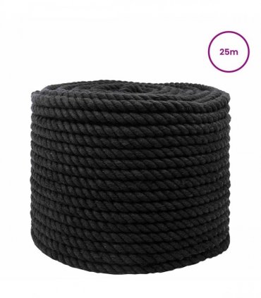 vidaXL Rope Black 1.2 x 1.2 x 2500 cm Cotton