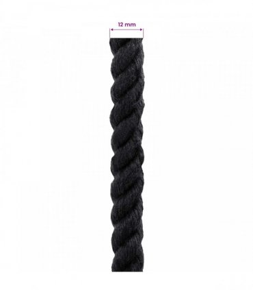 vidaXL Rope Black 1.2 x 1.2 x 2500 cm Cotton