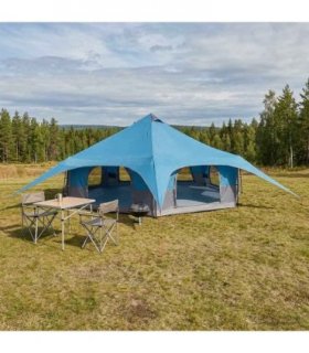 vidaXL Family Tent Blue 18-Person 185T Polyester with PU Coating