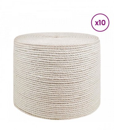vidaXL Jute Twine 10 pcs 2 White 100% Tossa jute