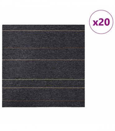 vidaXL Carpet Tile Dark Grey with Stripes 50 x 50 cm 20 pcs