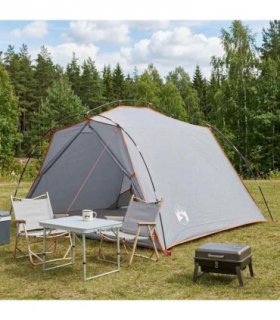 vidaXL Tunnel Tent Grey and Orange 4-Person