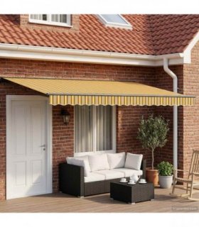 vidaXL Manual Awning Frame with LEDs 4.5 x 3.5 m