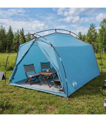 vidaXL Tunnel Tent Blue 2-Person 185T Polyester with PU Coating