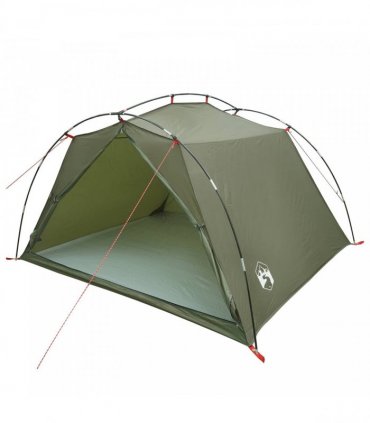 vidaXL Tunnel Tent Olive Green 4-Person 185T Polyester with PU Coating