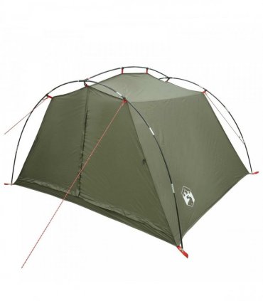vidaXL Tunnel Tent Olive Green 4-Person 185T Polyester with PU Coating
