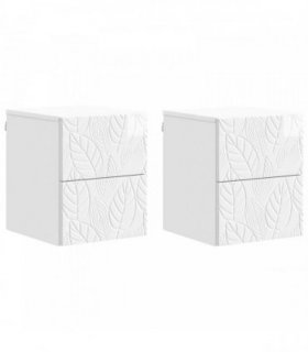 vidaXL Wall-Mounted Bedside Cabinet 2 pcs High Gloss White