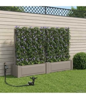 vidaXL Big Planter with Trellis 2 pcs Grey 200 x 43 x 133.5 cm PP