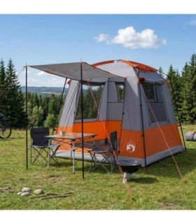 vidaXL Party Tent Grey and Orange 4-Person