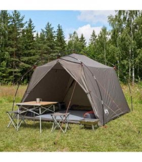 vidaXL Tunnel Tent Brown and Grey 2-Person