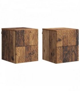 vidaXL Wall-Mounted Bedside Cabinet 2 pcs Old wood 34.5 x 33 x 40 cm