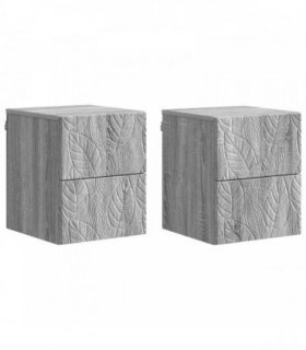 vidaXL Wall-Mounted Bedside Cabinet 2 pcs Grey Sonoma