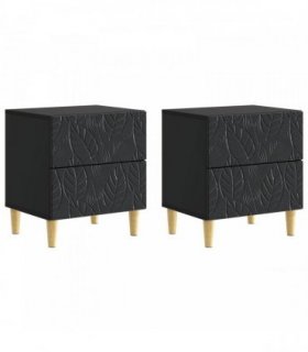 vidaXL Bedside Table 2 pcs Black 43 x 34.5 x 48 cm Engineered Wood