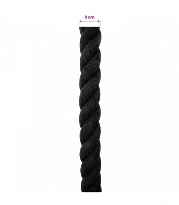vidaXL Rope Black 3 x 3 x 1000 cm Cotton