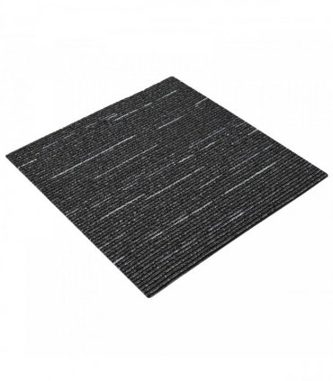 vidaXL Carpet Tile Striped Black 50 x 50 cm 4 pcs PP and Bitumen