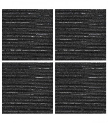 vidaXL Carpet Tile Striped Black 50 x 50 cm 4 pcs PP and Bitumen