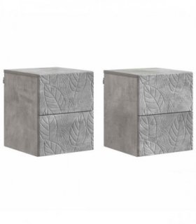 vidaXL Wall-Mounted Bedside Cabinet 2 pcs Concrete Grey