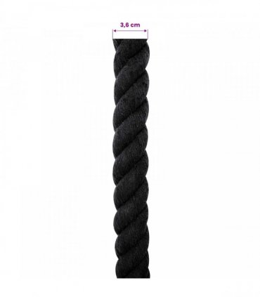 vidaXL Rope Black 3.6 x 3.6 x 500 cm Cotton
