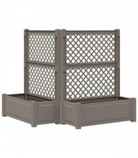 vidaXL Big Planter with Trellis 2 pcs Grey 143 x 143 x 133.5 cm PP