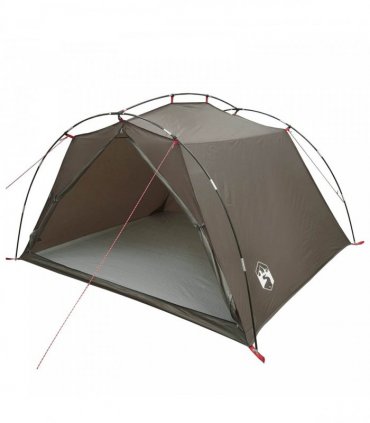 vidaXL Tunnel Tent Brown and Grey 4-Person