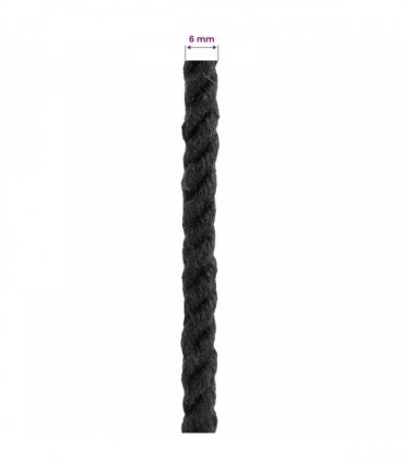 vidaXL Rope Black 0.6 x 0.6 x 25000 cm Cotton