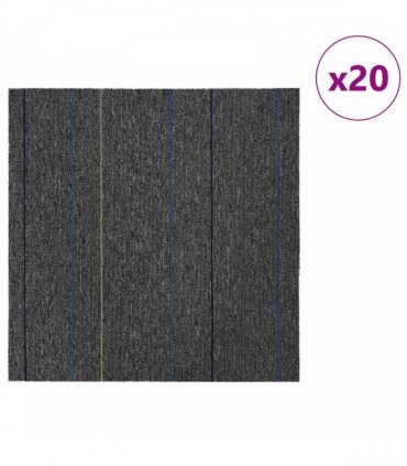 vidaXL Carpet Tile Medium Grey with Stripes 50 x 50 cm 20 pcs