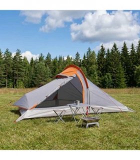 vidaXL Backpacking Tent Grey and Orange 4-Person