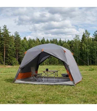 vidaXL Backpacking Tent Grey and Orange 2-Person