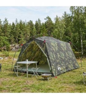 vidaXL Tunnel Tent Camouflage 2-Person 185T Polyester with PU Coating