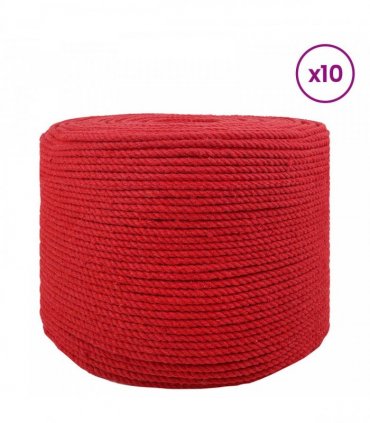vidaXL Rope 10 pcs Red Cotton