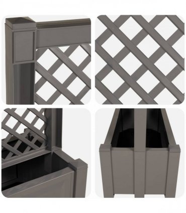 vidaXL Big Planter with Trellis Grey 99.5 x 43 x 133.5 PP