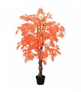 vidaXL Artificial Maple Tree Red 80 x 16 x 120 cm Fabric and Wood