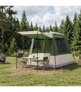 vidaXL Party Tent Green 4-Person 185T Polyester with PU Coating
