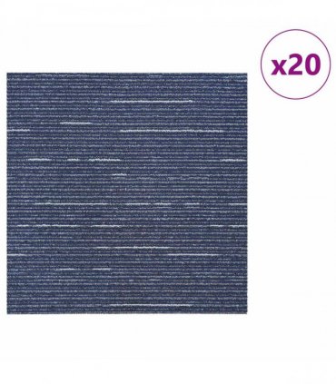 vidaXL Carpet Tile Striped Blue 50 x 50 cm 20 pcs PP and Bitumen