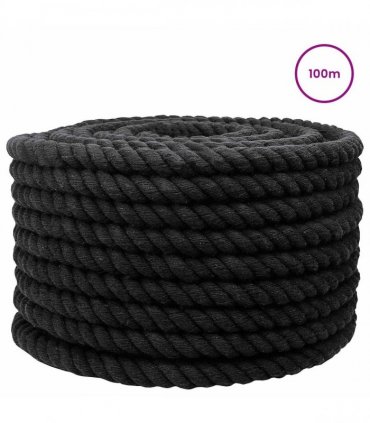 vidaXL Rope Black 1.6 x 1.6 x 10000 cm Cotton