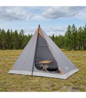 vidaXL Backpacking Tent Grey and Orange 2-Person