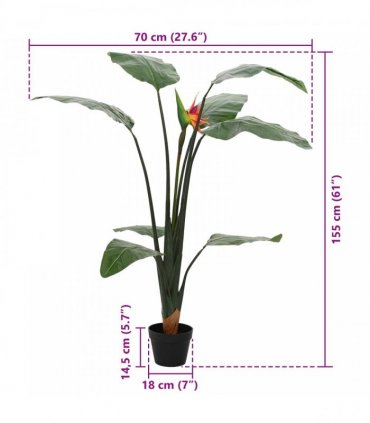vidaXL Artificial Strelitzia Plant Green 70 x 18 x 155 cm