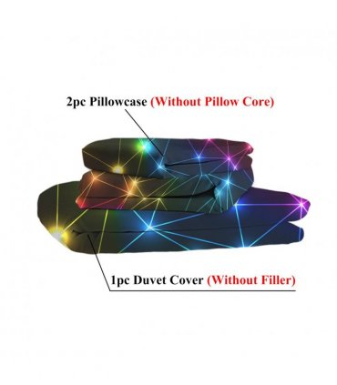 Triangle Retro Neon Duvet Cover Sets Glowing Sparkling Rainbow Laser Pattern 3 Piece Boy Bedding Sets (Single)