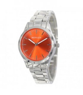 Henley Ladies Sunray Orange Dial & Silver Bracelet Watch H07329.8