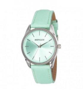 Henley Ladies Colourful Round Shape Pink Soft Faux Leather Strap Watch Green H06186.11