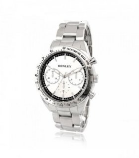 Henley Mens Fashion Round Case Multi Eye Dial Silver Plated Bracelet Watch H04001