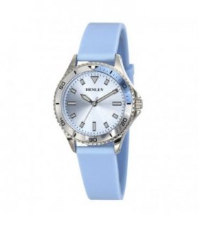 Henley Ladies Aluminium Top Ring Silicone Sports Watch Blue H06188.6