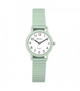 Ravel Unisex Mid Size Coloured Expander Bracelet Watch Pastel Green