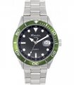 Ravel Mens Fashion Sports 42mm Round 5ATM Dated Dial Uni-Directional Bezel Silver Plated Bracelet Watch RPD-MB