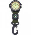 Ravel Mens Fashion Green Nylon Clip-On Carabiner with Compass and Luminous Dial Analogue Watch